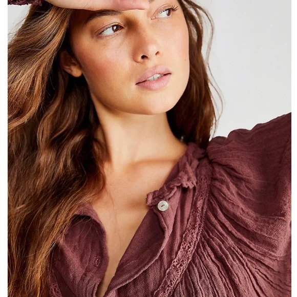 LAST CALL Jen's Pirate Booty for Free People Merlot Alta Top NWT Size Large - Picture 4 of 7